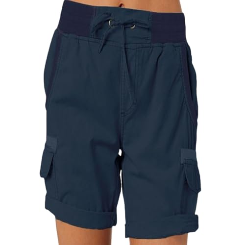 CHQS Lässige, lockere Damen-Shorts mit hoher Taille, lässige, Elegante Baumwoll-Cargo-Shorts mit hoher Taille für Damen (Shape-L,XXL) von CHQS