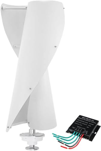 CHRISK 12v,10000W Vertikale Spiral-Windkraftanlage Windmühlen-Kit, 12V 24V 48V Generator Geräuschlos 2 Blätter mit Controller Geeignet für den Innenhof von CHRISK