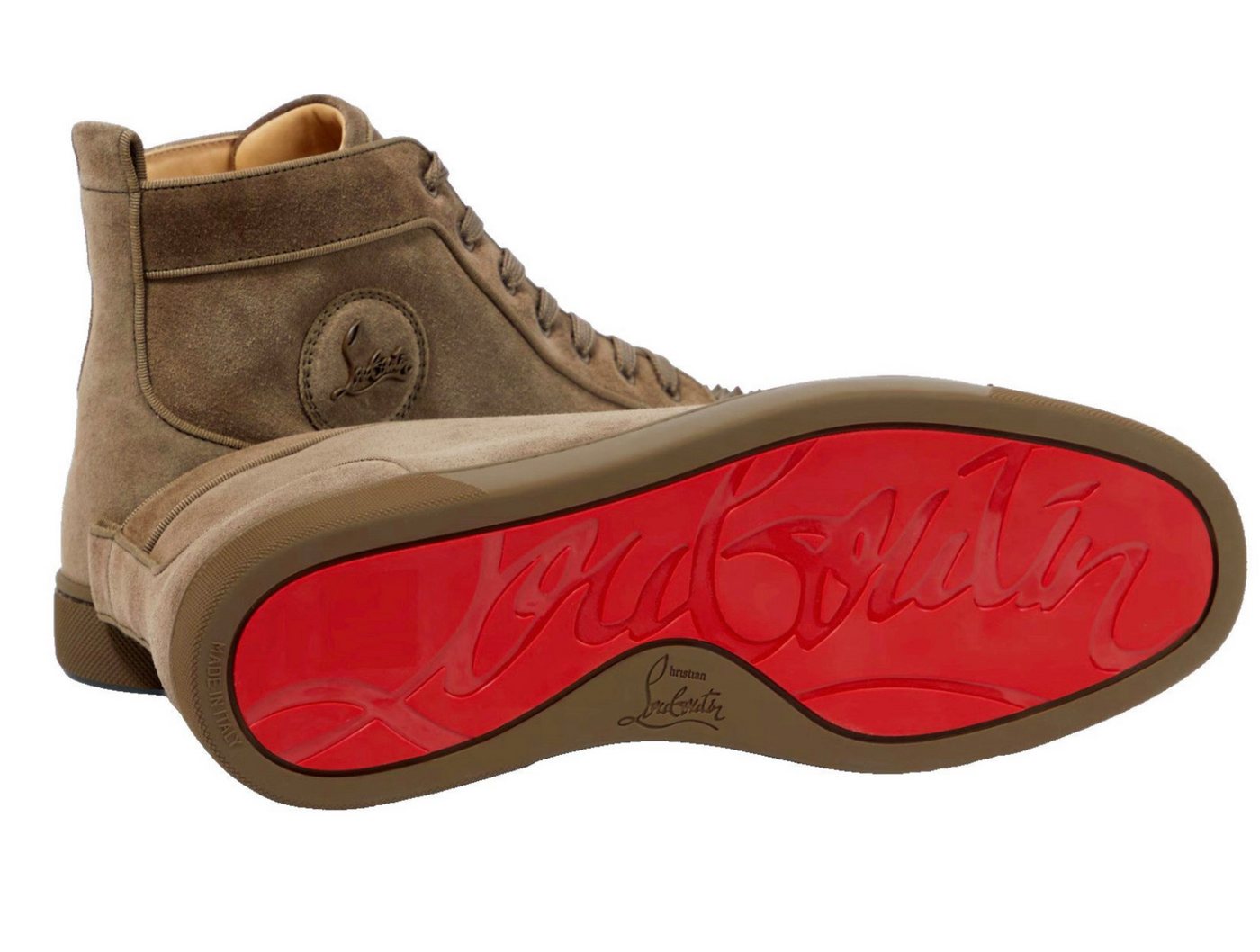 CHRISTIAN LOUBOUTIN Sneakers Louis Spikes Flat Suede Schuhe High Top Suede Turnschuhe Sneaker Signatur rote Gummisohle, mit Spike-Verzierungen CHRISTIAN LOUBOUTIN Sneakers Louis Spikes Flat Suede Schuhe High Top Suede Turnschuhe Sneaker Signatur rote Gummisohle, mit Spike-Verzierungen von CHRISTIAN LOUBOUTIN
