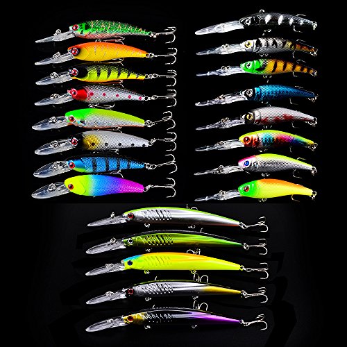 CHSEEO 21 Stück Wobbler Kunstköder Set Angel-Köder Forellenköder Angelhaken Perfekt zum Hecht Zander Angeln Barsch Forelle Dorsch Swimbait Jerkbait Angelzubehör Angelset #3 von CHSEEO