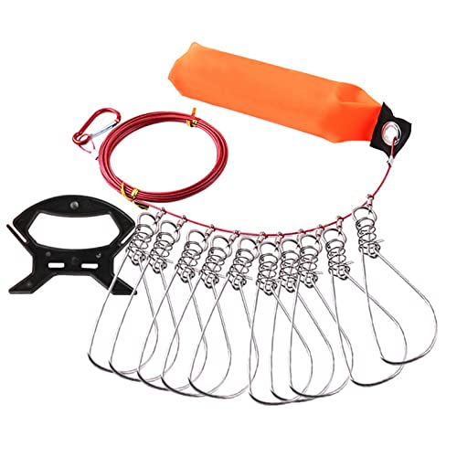 CHSEEO 8.3m Fish Stringer Angelschloss Kabelzubehör mit 10 Locking Movable Buckle, Kunststoff-Griff, Schaumschwimmer, Draussen Freizeit Jagen Angeln Werkzeug für Männer und Vater, Rot von CHSEEO