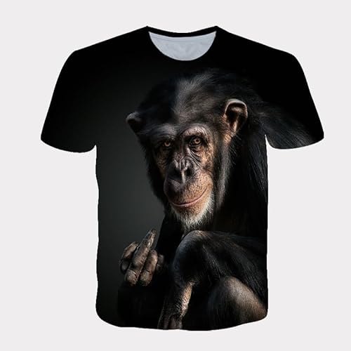 CHSLO Herren 3D Druck T-Shirt Sommer AFFE Orang-Utan Tier Unisex 3D Digitaldruck T-Shirt Slim Rundhals Herren Kurzarm Lose Atmungsaktiv Stretch Herren Sport Top Übergröße von CHSLO