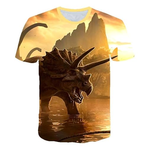 CHSLO Herren 3D Druck T-Shirt Sommer Dinosaurier Tier Lustig Unisex 3D Bedrucktes T-Shirt Lockerer Frühling Rundhals Herren Kurzarm Stretch Halbarm Sport Top Übergröße von CHSLO