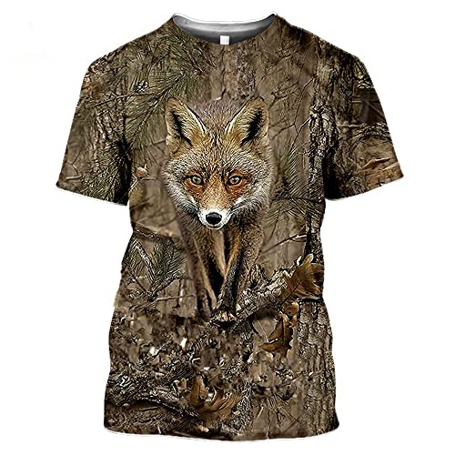 CHSLO Herren 3D Druck T-Shirt Sommer Dschungel Fuchs Taube Kaninchen Wildschwein Unisex 3D Bedrucktes T-Shirt Rundhals Herren Kurzarm Fun Fitness Lose Elastisch Atmungsaktiv Halbarm Sport Top Übergr von CHSLO