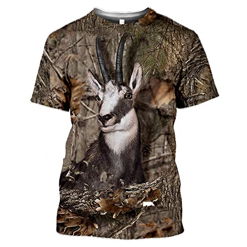 CHSLO Herren 3D Druck T-Shirt Sommer Dschungel Fuchs Taube Kaninchen Wildschwein Unisex 3D Bedrucktes T-Shirt Rundhals Herren Kurzarm Fun Fitness Lose Elastisch Atmungsaktiv Halbarm Sport Top Übergr von CHSLO