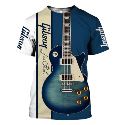 CHSLO Herren 3D Druck T-Shirt Sommer Gitarre Elektronisches Brett Unisex 3D-Gedrucktes T-Shirt Rundhals Herren Kurzarm Locker Elastisch Atmungsaktiv Halbarm Sport Top Übergröße von CHSLO