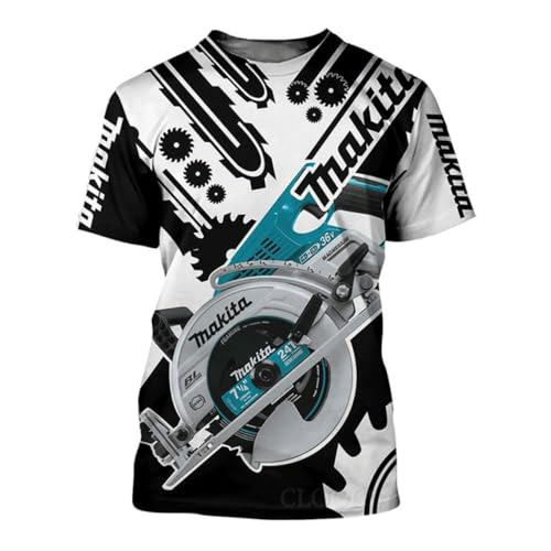 CHSLO Herren 3D Druck T-Shirt Sommer Kettensäge Maschinen Unisex 3D-Gedrucktes T-Shirt Rundhals Herren Kurzarm Fun Fitness Lose Elastisch Atmungsaktiv Halbarm Sport Top Übergröße von CHSLO