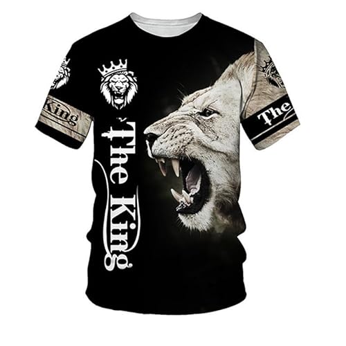 CHSLO Herren 3D Druck T-Shirt Sommer Löwe Tiger Tier Unisex 3D Bedrucktes T-Shirt Rundhals Herren Kurzarm Fun Fitness Lose Elastisch Atmungsaktiv Halbarm Sport Top Übergröße von CHSLO