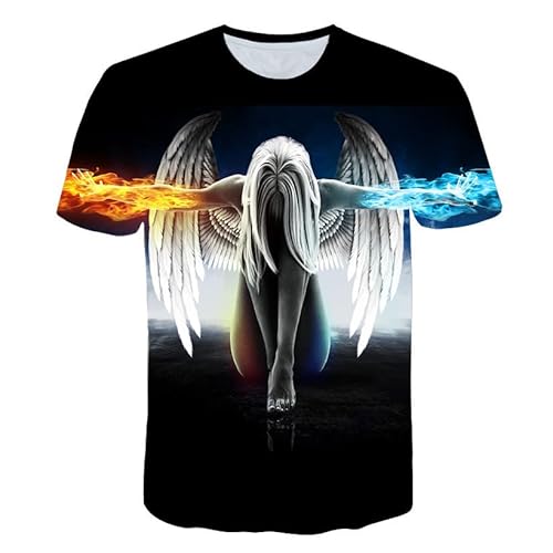 CHSLO Herren 3D Druck T-Shirt Sommer Mädchen Engel Unisex 3D-Gedrucktes T-Shirt Rundhals Herren Kurzarm Frühling Lässiges Atmungsaktives Halbarm-Stretch-Sweatshirt CHSLO Herren 3D Druck T-Shirt Sommer Mädchen Engel Unisex 3D-Gedrucktes T-Shirt Rundhals Herren Kurzarm Frühling Lässiges Atmungsaktives Halbarm-Stretch-Sweatshirt von CHSLO
