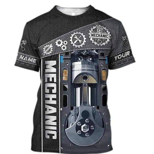 CHSLO Herren 3D Druck T-Shirt Sommer Mechanisches Werkzeug Schlüssel Unisex 3D-Gedrucktes T-Shirt Rundhals Herren Kurzarm Fun Fitness Lose Elastisch Atmungsaktiv Halbarm Sport Top Übergröße von CHSLO