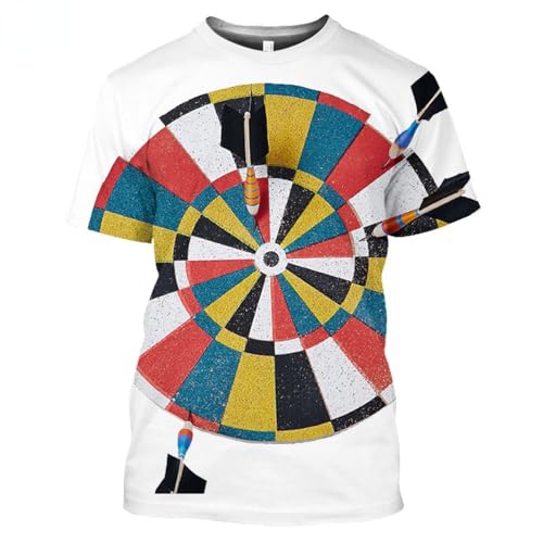 CHSLO Herren 3D Druck T-Shirt Sommer Target Darts Unisex 3D Bedrucktes T-Shirt Rundhals Herren Kurzarm Fun Fitness Lose Elastisch Atmungsaktiv Halbarm Sport Top Übergröße von CHSLO