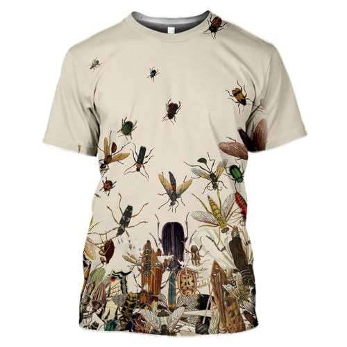 CHSLO Herren 3D Druck T-Shirt Sommer Vögel Bienen Insekten Tiere Unisex 3D-Gedrucktes T-Shirt Rundhals Herren Kurzarm Fun Fitness Lose Elastisch Atmungsaktiv Halbarm Sport Top Übergröße von CHSLO