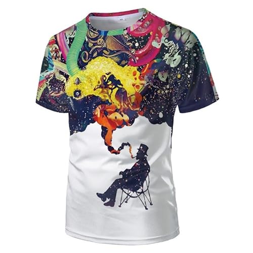 CHSLO Herren 3D Druck T-Shirt Sommer Ziel Dartscheibe Buntes Unisex 3D Bedrucktes T-Shirt Lockerer Frühling Rundhals Herren Kurzarm Stretch Halbarm Sport Top Übergröße von CHSLO