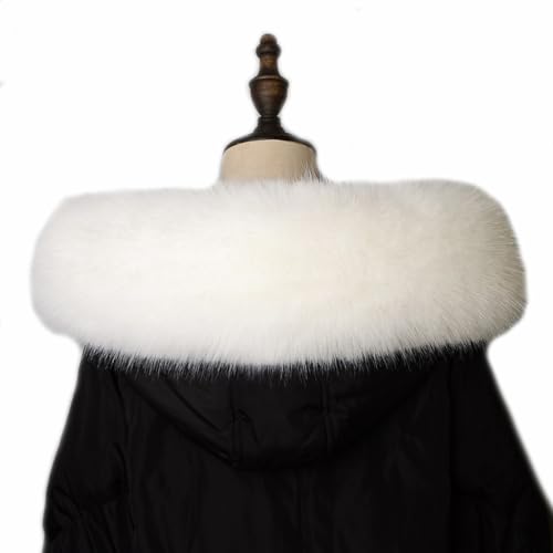 CHTME Damen Winter Schal Kunstfell Pelzkragen 75cm Fauxpelzkragen Pelzschal Stolen Pelzkragen Fauxpelzkragen Pelzschal Pelz Winter Warmer Schal für Wintermantel Jacke Kapuze von CHTME