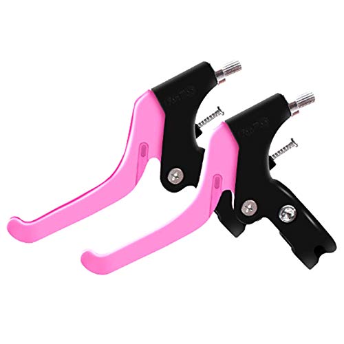 CHUDOU Fahrradbremshebel, 1 Paar Fahrradbremsgriff 2-Finger-Mountainbike-Fahrradbremshebel Fahrrad Kinderbremsgriff Radfahren Kinderfahrräder (Farbe: Rot)(Pink) von CHUDOU