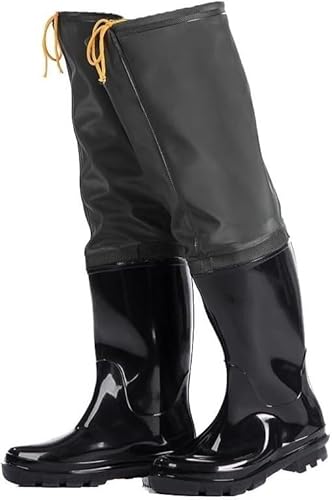 CHUDOU Hüftwathose, Unterwasser-Hüftwathose, Schwarze, wasserdichte Watstiefel for Männer und Frauen mit Profilsohle for Angeln im Teichschlamm (9,5)(6.5 UK) von CHUDOU