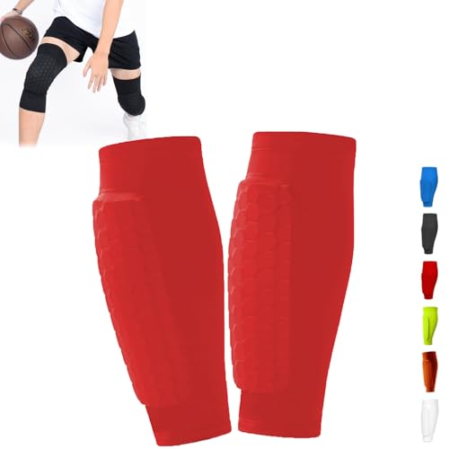 Schienbeinschoner für Skier mit Wabenkompression, Schienbeinschoner Shin Defender, Shinbang Protector 2.0, Schienbeinschoner zum Skifahren, Frost Armours Ski-Schutz (XL,Red) von CHUNLIGOUJI