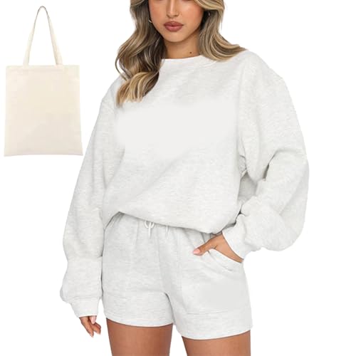 White Fox-Pullover, White Fox-Trainingsanzug für Mädchen, Trainingsanzug-Sets für Damen, 2-teilige Outfits, Fox-Trainingsanzug für Damen, White Fox-Set, Activewear-Trainingsanzug-Sets (White,XL) von CHUNLIGOUJI