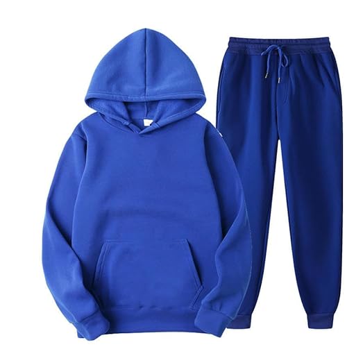 CHYDDU Sweatshirt Set Herren-Gelegenheitssportanzug Pullover Plus Samt Warme Jacke Mit Kapuze Mit Kapuze Mit Kapuzenanzug-Blau-S von CHYDDU