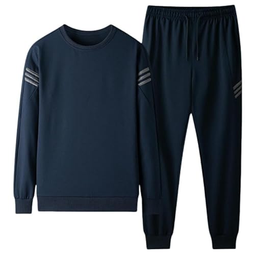 CHYDDU Sweatshirt Set Herren-Sportanzug Freizeit-Sweatshirt Zwei-Teiliger Anzug Großer Herbstpullover Kleidung-Dunkelblau-XL von CHYDDU