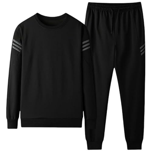 CHYDDU Sweatshirt Set Herren-Sportanzug Freizeit-Sweatshirt Zwei-Teiliger Anzug Großer Herbstpullover Kleidung-Schwarz-3Xl von CHYDDU