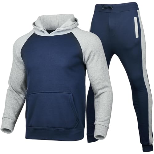 CHYDDU Sweatshirt Set Spleißen Sportanzug Herrenpullover Lässig Kapuze Mit Kapuzen Mit Zwei Keulen-Anzug Trendiger Festkörperanzug-Verstecktes Grün-M von CHYDDU