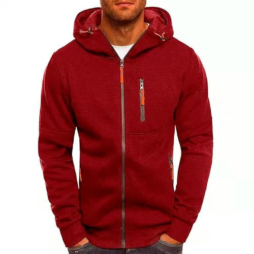 Sweatshirt Herren Sport Fitness Casual Jacquard Sweatshirt Strickjacke Outdoor Running Hooded Jacke-Alkohol-3Xl von CHYDDU