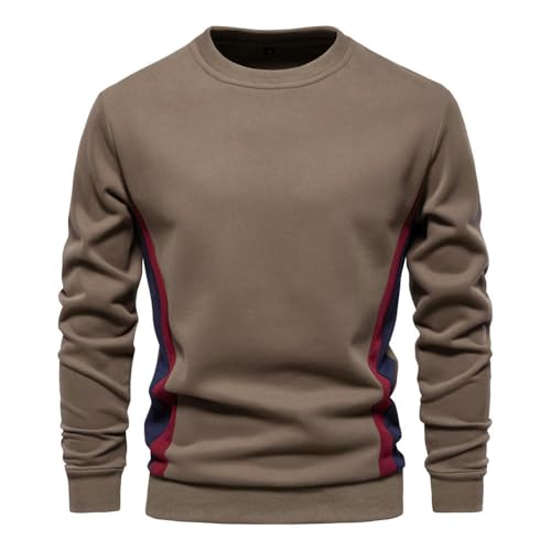 Sweatshirt Langarm Von Männern Sweatshirt Außenhandel Casual Slim Round Neck Sport Pullover-Khaki-M von CHYDDU