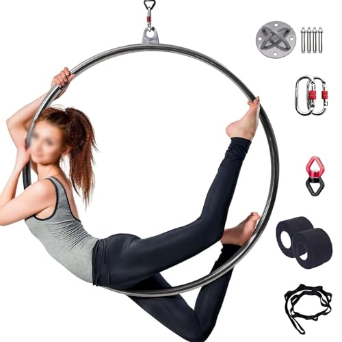 Antenne Yoga-Reifen Antenne Yoga-Reifen für Anfänger/Profis, Yogareifen für Erwachsene/Kinder für Tanzstudio/Home, Yoga Power Ring für akrobatische & gymnastische Leistungen(32mm,Dia 90cm/35.4in/3ft) von CHZDPP