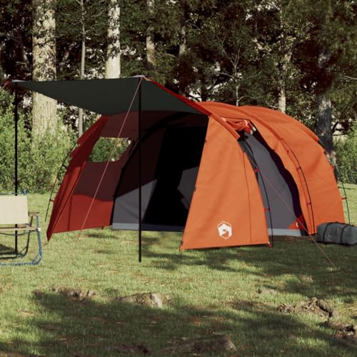 Campingzelt 4 Personen Grau & Orange 420x260x153 cm 185T TAFT, CIADAZ Caming Zelt, Camping Markise Zelt, Camping Tents, Camping-Zelt - 94399 von CIADAZ