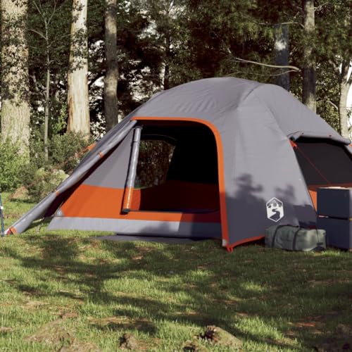 Kuppel-Campingzelt 4 Personen Grau und Orange Wasserdicht, CIADAZ Caming Zelt, Camping Tents, Camping-Zelt - 94721 von CIADAZ