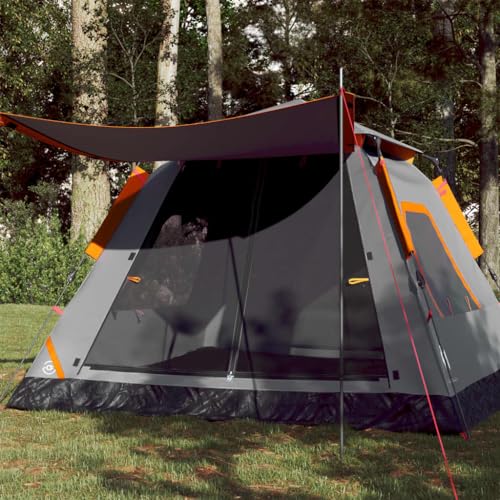Kuppel-Campingzelt 5 Personen Grau und Orange Quick Release, CIADAZ Caming Zelt, Camping Tents, Camping-Zelt - 4004148 von CIADAZ