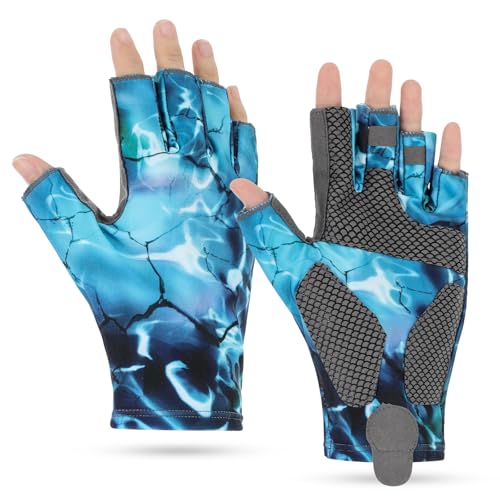 CIATBYYJ Abriebfest Kieselerde Angelhandschuhe,rutschfest Fahrradhandschuhe,Halbfinger Handschuhe Atmungsaktiv Handschuhes,für Männer und Frauen Gewichtheben Bodybuilding Training Angeln Radfahren von CIATBYYJ