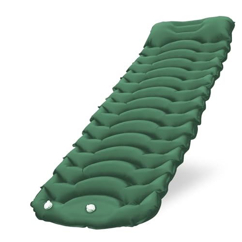 CIXMUS Isomatte Luftmatratze Selbstaufblasend, Bequem Verdicktes Aufblasbare Matratze mit Fußpumpe und Kopfkissen, Wasserdicht Camping Matratze Ultraleicht Schlafmatte Outdoor (Grün) von CIXMUS