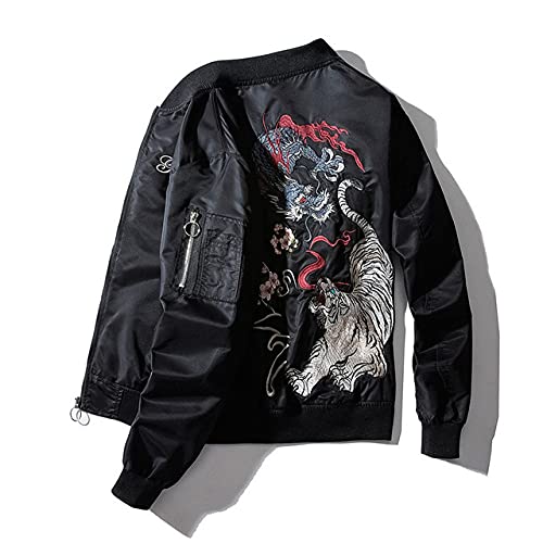 Stickerei Herren Damen Paar Bomberjacke Drachen Tiger Herbst Winter Pilot Jacke Herren Hip Hop Japanische Baseball Jugend Jacke Streetwear Oberbekleidung Stickerei Handwerk Große Größe,Schwarz D Stickerei Herren Damen Paar Bomberjacke Drachen Tiger Herbst Winter Pilot Jacke Herren Hip Hop Japanische Baseball Jugend Jacke Streetwear Oberbekleidung Stickerei Handwerk Große Größe,Schwarz D von CJMDEH