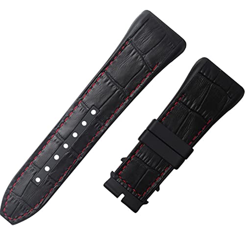 CJPXWCLC 28 mm Nylon-Rindsleder-Silikon-Uhrenarmband, schwarz-blaues Faltschließe-Uhrenarmband für Uhren der Franck Muller-Serie von CJPXWCLC