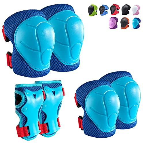 CKE Kinder Knieschützer für Kinder Ellbogenschützer Schutzvorrichtungen für Jungen Mädchen 3-8 Jahre alt Kinder Schutzausrüstung Set für Skating Radfahren Fahrrad Rollerblading Roller Blue/Red von CKE