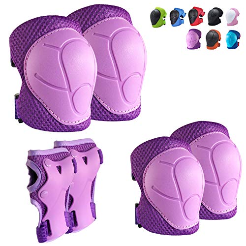 Kinder Knieschützer Knieschützer und Ellenbogenschützer Set Toddler Protective Gear Set Kids Elbow Pads and Knee Pads for Girls Boys with Wrist Guards 3 in 1 for Skating Cycling Bike Rollerblading von CKE