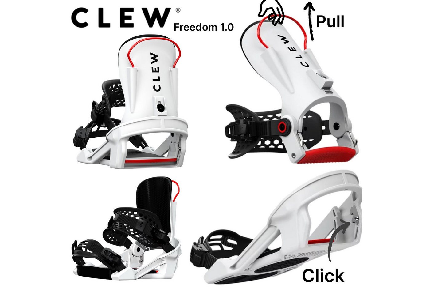 CLEW Ski- und Snowboardträger CLEW Freedom 1.0 Hybrid Step In System Snowboard Bindung Weiss / L CLEW Ski- und Snowboardträger CLEW Freedom 1.0 Hybrid Step In System Snowboard Bindung Weiss / L von CLEW