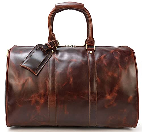 Reisetasche aus Leder für Herren, Retro-Leder-Reisetasche, öliges Leder, Gepäcktasche, große Kapazität, Rindsleder, Handtasche, lässige Schultertasche von CLFLO