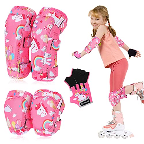 CLISPEED Kniesch¨¹tzer f¨¹r Kinder, Knie- und Ellbogensch¨¹tzer f¨¹r Kinder mit Fahrradhandschuhen f¨¹r Skaten Radfahren Skifahren Skateboard-Roller M(2-4 Jahren) von CLISPEED