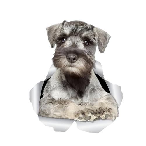 Autoaufkleber Standard-Schnauzer Aufkleber 18cm(7.1 Inch) Standard-Schnauzer Car Sticker Lustig 3D Zerrissen Autoaufkleber Personalisieren Standard-Schnauzer Reflektierende Aufkleber Stoßstange Dekor von CLOIE