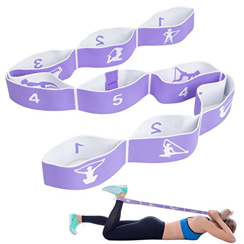 CLOPAE Yoga Stretching Band,Fitnessbänder Band Yoga Stretch Gurt mit 9 Schlaufen, Hochelastischer Gymnastikband, Upgrade Erweitern Yoga Stretching Strap Effektives Dehnung von CLOPAE