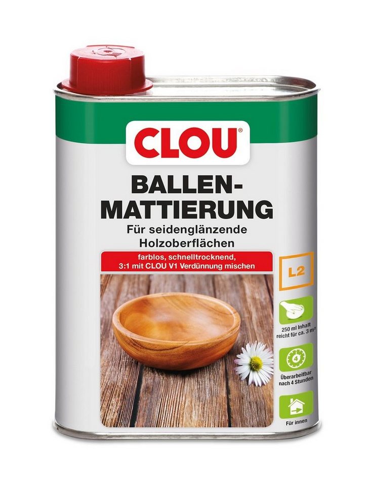 CLOU Holzschutzlasur CLOU Ballen Mattierung L2 Farblos 250ml von CLOU
