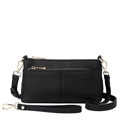 CLUCI Crossbody Bag Damen, Klein Umhängetasche PU Leder, Handy Schultertasche, Reißverschlusstasche Handytasche zum Umhängen Damen Schwarz CLUCI Crossbody Bag Damen, Klein Umhängetasche PU Leder, Handy Schultertasche, Reißverschlusstasche Handytasche zum Umhängen Damen Schwarz von CLUCI
