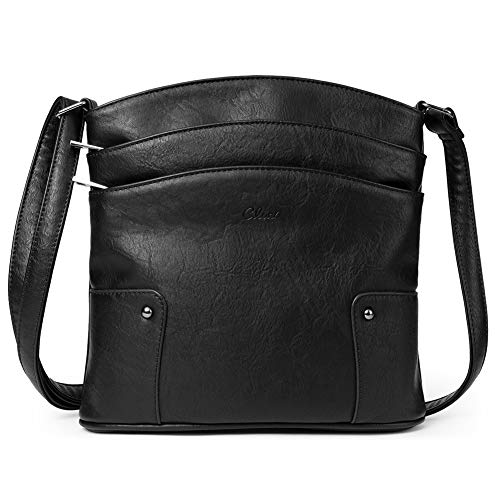 CLUCI Umhängetasche Damen Klein Crossbody Clutch Handytasche mit Geldbörse Schwarz von CLUCI