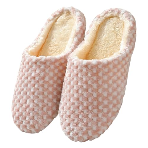 CLXLYU Baumwollslipper Frauen Modezehen Warm Warme Karierte Baumwollruhrschuhe Dick-Locked Soft-Soled-Hausschuhe-A-A-39 von CLXLYU