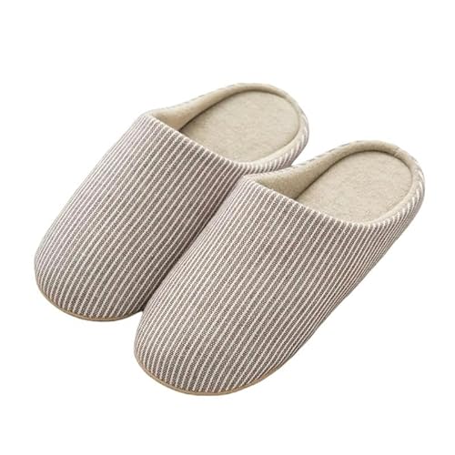 CLXLYU Baumwollslipper Pantoffeln Für Frauen Und Männer Flacher Boden Weiche, rutschfeste Schuhe Bequeme Hausschuhe-Khaki-XL (42-43) von CLXLYU