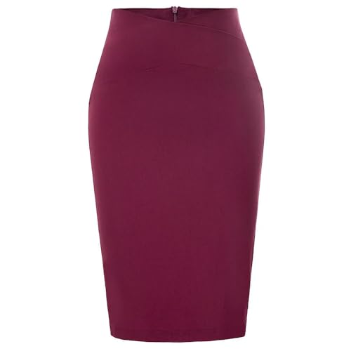 CLXLYU Bleistiftrock Damen Röcke High Waisted Slim Fit Büro High Stretch Hüfte Gewickelt Bodycon Bleistiftrock-Wein-S CLXLYU Bleistiftrock Damen Röcke High Waisted Slim Fit Büro High Stretch Hüfte Gewickelt Bodycon Bleistiftrock-Wein-S von CLXLYU