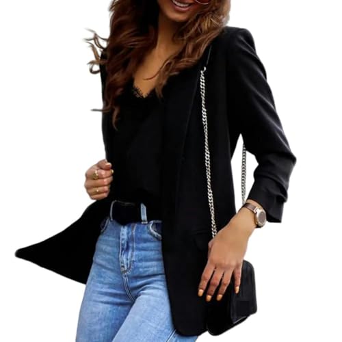 CLXLYU Damen Blazer Blazer Damenmantel Großer Großer Langarm Elegante Blazerinnen Weibliche Jacke Mode Formal-Schwarz-M von CLXLYU